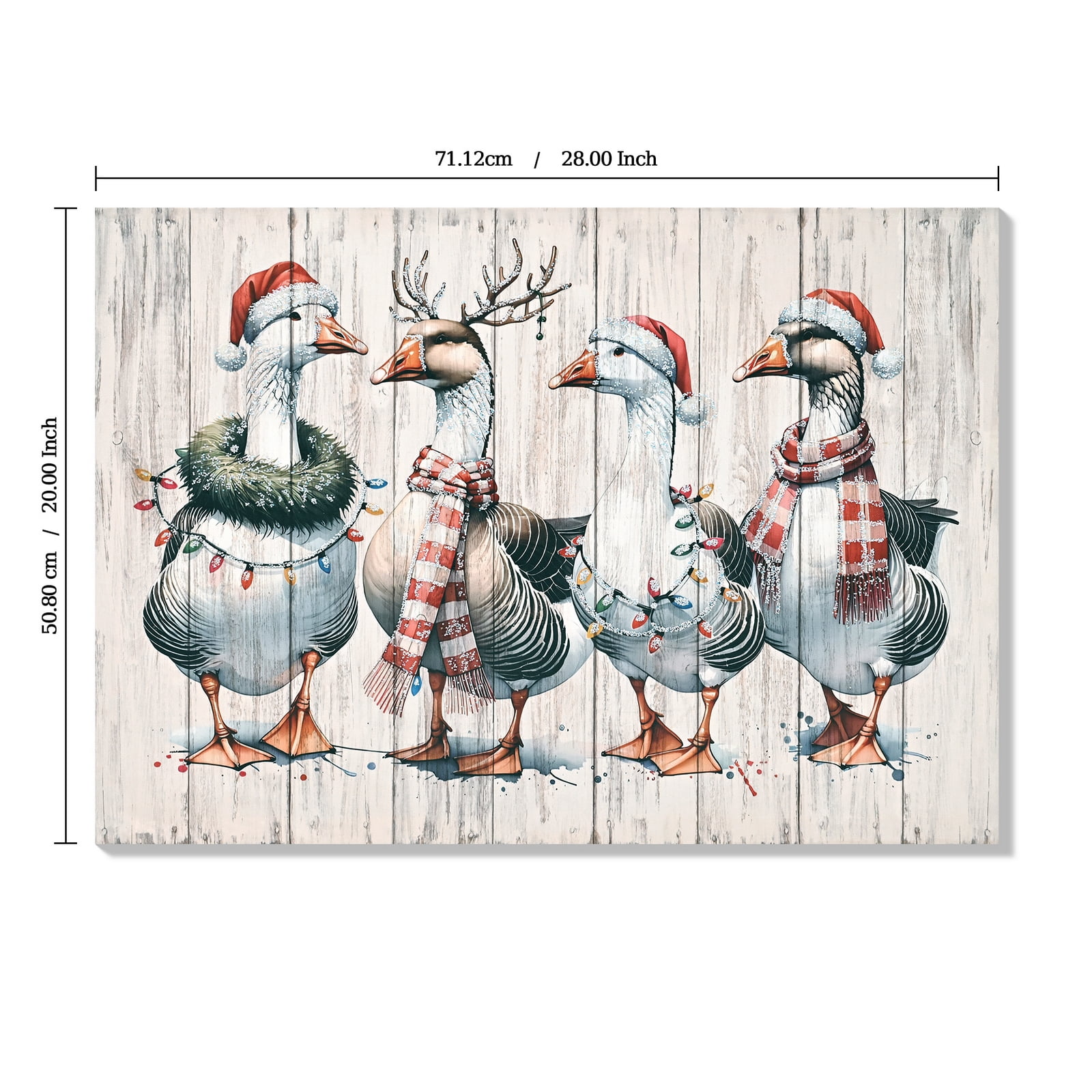 Euroco Framed Vintage Duck Wall Art,Christmas with ornaments Watercolor Canvas Poster Wall Decor,Perfect for Living Room Kitchen Bedroom 20x28 Inch