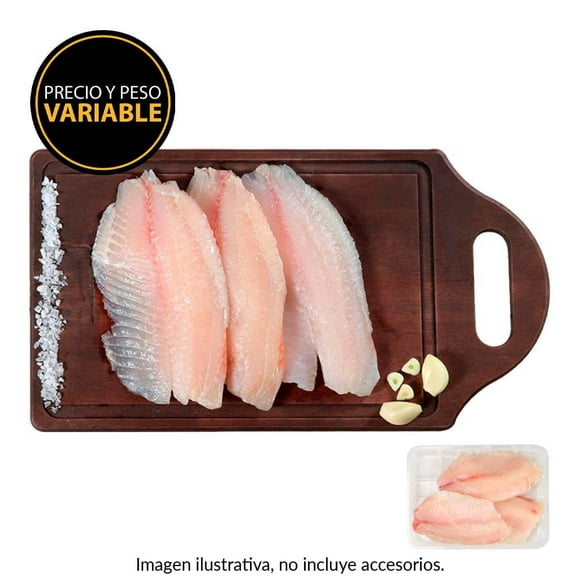 Filete de tilapia por kg peso aprox por charola 800 a 900 g
