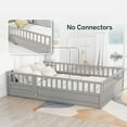 thumbnail image 6 of Miniyam Wood Full Size Floor Bed with High Fence, Door, Gray, 6 of 7