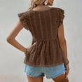 thumbnail image 3 of Women's Solid Color Lace Patchwork Short Sleeved V-Neck Fashionable Top, 3 of 7