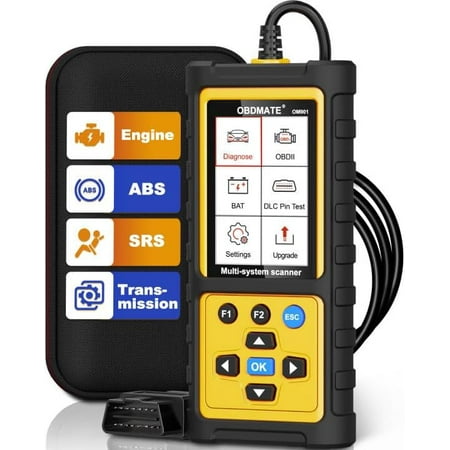 OBD2 Scanner with ABS SRS Transmiss , Reset Fault Lights | Check Engine Code Reader with Full OBDII Funct s | DLC Pin Test | Battery Voltage Check, Car Diagnostic Tool