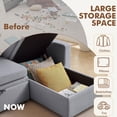 thumbnail image 3 of Pingliang Home Pull Out Sleeper Sectional Sofa Bed with Storage Chaise, Convertible L Shaped Couch with Side Pockets,Modern Linen Reversible Sofa Couch for Living Room Apartment Office Studio, 3 of 8