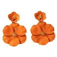 thumbnail image 3 of Pendientes colgantes de flores, pendientes de pétalos florales, pendientes colgantes para vacaciones, mujeres, niñas, joyería del día de San Valentín, Naranja, 3 of 8