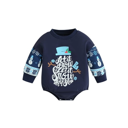 

Baby Girls Boys Sweatshirts Rompers 3M 6M 9M 12M Christmas Dinosaur Snowman Deer Santa Print Long Sleeve Toddler Fall Bodysuits