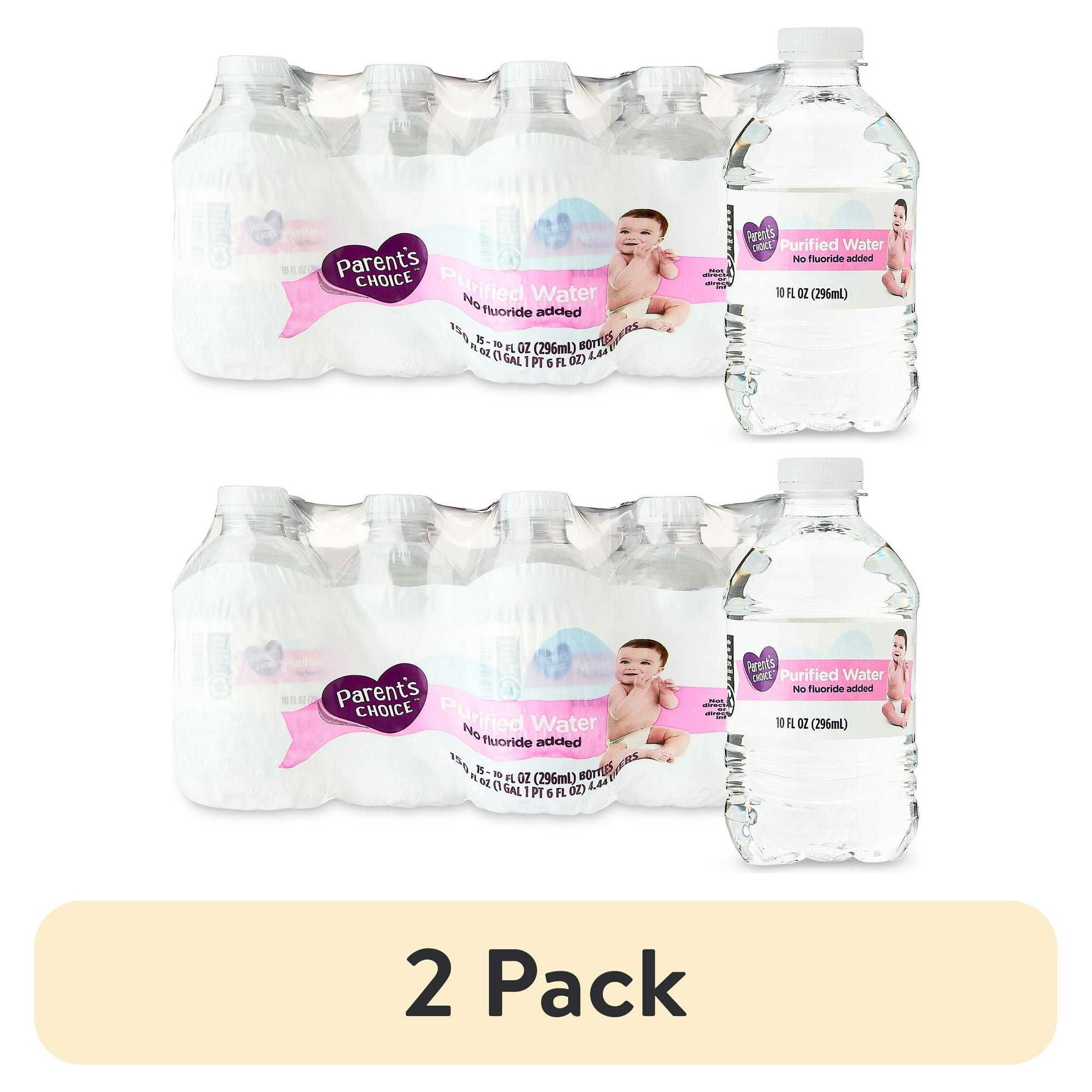 (2 pack) Parent's Choice Purified Water, 10 oz, 15 Pack Bottles