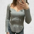 thumbnail image 6 of Women's Square Neck Ribbed Knitted Sweater Long Sleeve Crop Slim Fitted Basic Pullover Tops Women Dressy Tops Women Athletic T Shirt Work Shirts for Women Long Sleeve Women up Shirt Women S Tee Shirt, 6 of 7