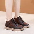 thumbnail image 3 of Snow Boots for Women Casual Winter Fuzzy Lace up Walking Shoes Comfortable Platform High Top Sneakers Brown Size 5.5, 3 of 7