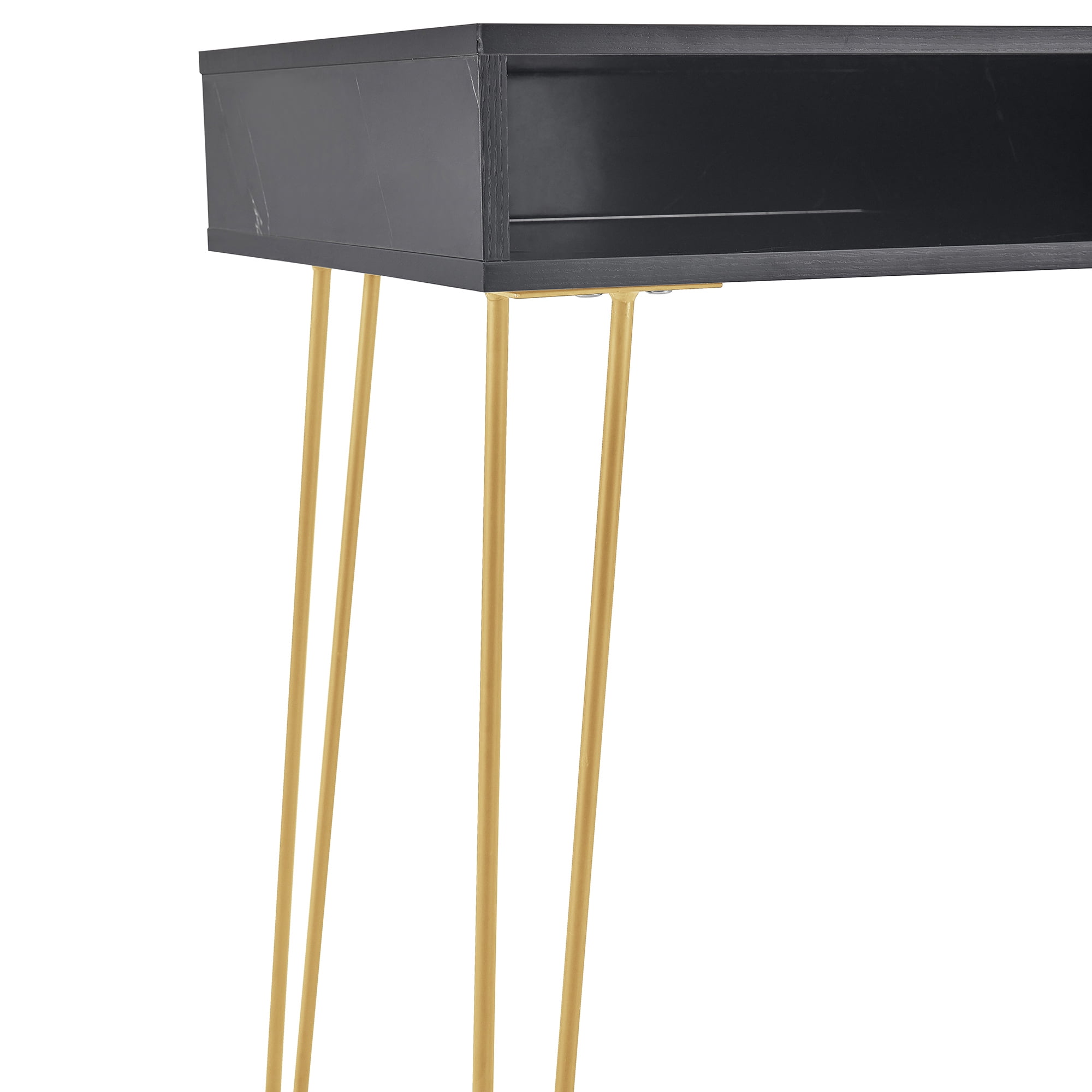 Private Jungle Beauty Table Consoles Table Side end Table Modern Marble MDF top,with Sturdy glod Metal Legs for Bedroom, Living Room, Dining Room, Kitchen,Black Private Jungle Beauty Table Consoles Table Side end Table Modern Marble MDF top,with Sturdy glod Metal Legs for Bedroom, Living Room, Dining Room, Kitchen,Black