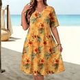 thumbnail image 2 of Enjoytime Plus Size Dresses for Women Floral Printed V-Neck Short Dress Summer Short Sleeve Beach Vacation Sundresses, 2 of 8