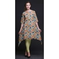 thumbnail image 2 of Bimba Beige Tree & Fox Folk Art Printed Asymmetrical Kurti Tops For Women Indian Summer Dress Tunic XXX-Large, 2 of 6