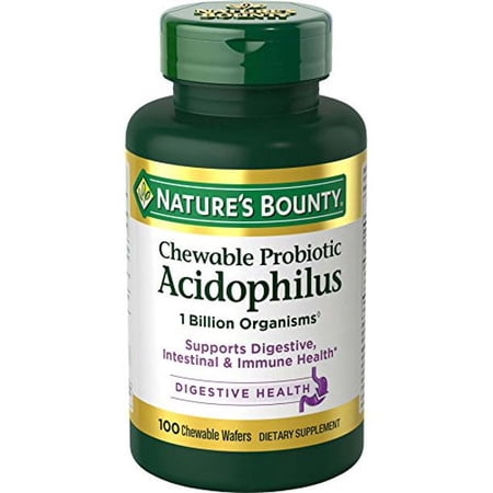 6 Pack Nature's Bounty Acidophilus w/Lactis Milk Free, 100 Chewable Wafers Each
