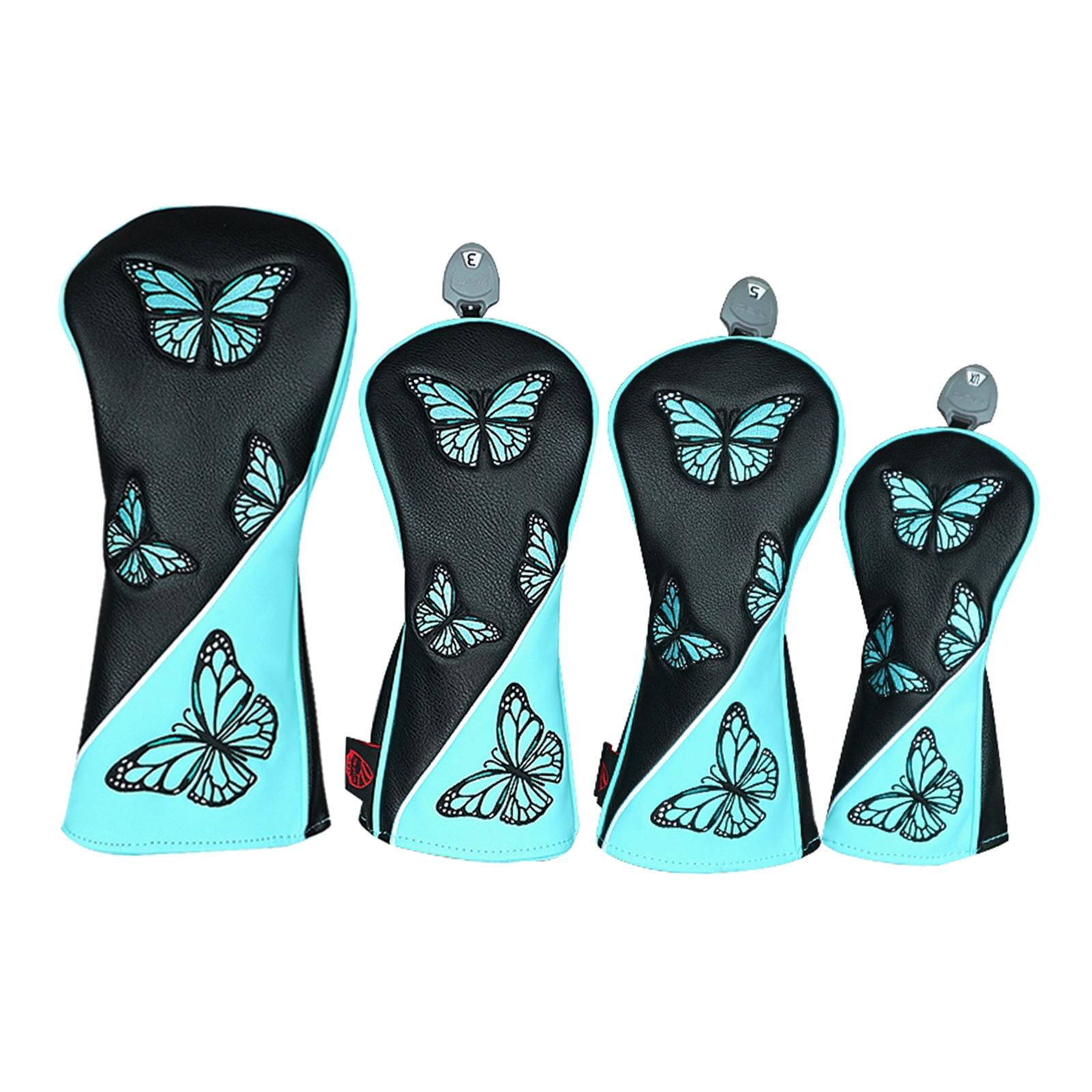 harayaa 4Pcs Golf Club Head Covers Golf Shaft Protector Golf Headcovers Golf Hybrid Head black