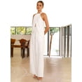 thumbnail image 2 of Women'S 2 Piece Outfits 2025 Summer Casual Sleeveless Mock Neck Crop Tops Wide Leg Pants Set White L, 2 of 7