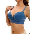 thumbnail image 4 of INSPIRE CHIC Women's Lace Trim Push Up Underwire Bras Adjustable Straps Plus Cup Size Underwear 40 D Blue, 4 of 4