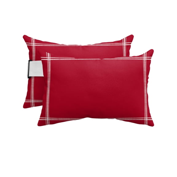 Pack of 4 Outdoor Lumbar Pillow Covers 12x20 Inch, Pure Red Waterproof Throw Pillow Covers Set, Simple Solid Color Indoor&Outdoor Decorative Cushion Cases for Patio Porch Car