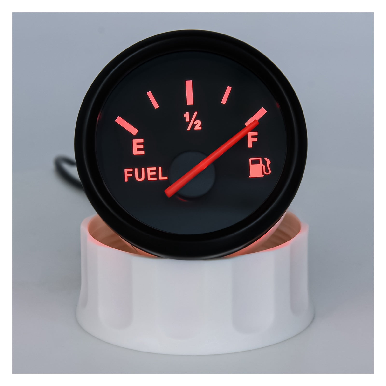 Jauge Niveau Carburant 52mm Universelle 12V – Cadran Noir LED Blanche E-1/2-F Moto Voiture