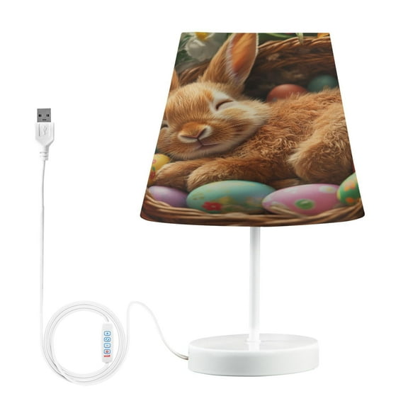 BZSMCE Table Lamp Creative Bunny Sleeping with Easter Eggs Simple Pattern Night Light