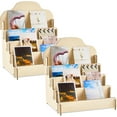 thumbnail image 1 of GHSDFBB 2 Pcs 4 Tier Greeting Card Display Stand Wooden Sticker Display Stand Portable Card Display Rack for Vendors Retail Counter Table Display Trade Shows Showcase, 1 of 5
