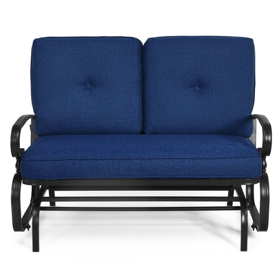 Spaco 2 Seats Outdoor Swing Glider Chair with Comfortable Cushions, Outdoor Swing Glider Bench, Patio Loveseat Glider for Outdoor as Backyard, Porch, Garden, Navy