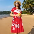 thumbnail image 4 of Balery Saying Ho Ho Ho Vestidos sueltos de manga corta para mujer, vestidos de verano 2025, vestidos casuales de corte A con vuelo., 4 of 6