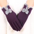 thumbnail image 4 of MIASHUI Gants Chauds pour Femmes Automne Hiver en Polaire Non Pelucheuse pour Cyclisme Extérieur, Gants Mignons Résistants au Froid et à l'Écran Tactile, Hiver, Compressibles, Couleur Unie Violet, 4 of 4