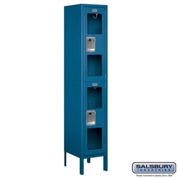 Salsbury S-62152BL-U 1 x 5 x 12 in. Double Tier See Through Metal Locker, Blue - Unassembled