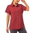 thumbnail image 2 of Little Donkey Andy Women's UV Breathable Striped Shirt, Short Sleeve Button Down for Shirt Travel Camping(Red XS), 2 of 7