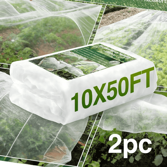 2PC 10 X 50FT Garden Mesh Netting Barrier,Fruit Tree Plant Netting for Vegetable Blueberry Bushes Plant Row Cover Screen Protection