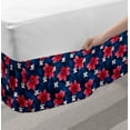 thumbnail image 2 of Navy and Blush Bed Skirt, Exotic Flora Pattern Hibiscus Plumeria Blossoms Hawaiian, Elastic Bedskirt Dust Ruffle Wrap Around for Bedding Decor, 4 Sizes, Navy Blue Dark Coral, by Ambesonne, 2 of 2
