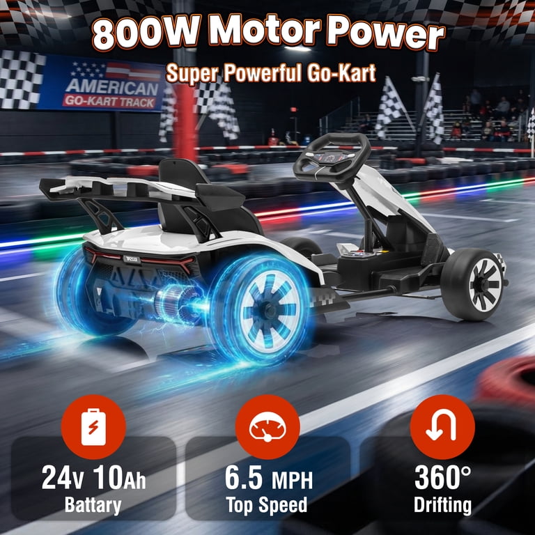 Joyracer 24V Go Kart for Kids 6-12, 2x400W Motors Electric Drift
