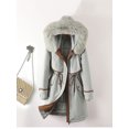 thumbnail image 1 of Three Wears-Parka de piel de longitud media para mujer, forro interior desmontable, Abrigo acolchado de algodón, ropa de abrigo de talla grande 3XL, 1 of 5
