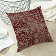 thumbnail image 4 of Boho Throw Pillow Covers 18x18 Inch Set of 2, Carpet Pattern Wine Red Decorative Throw Pillow Covers Christmas Burgandy Red Linen Outdoor Cushion Cover for Sofa Couch Farmhouse Room Bed Decor, 4 of 7