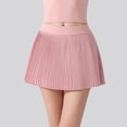 thumbnail image 2 of felwors Women's Pleated Active Skort with Built-in Shorts - High Waisted Tennis Skirt for Golf, Running, Workout (Pink, L), 2 of 7