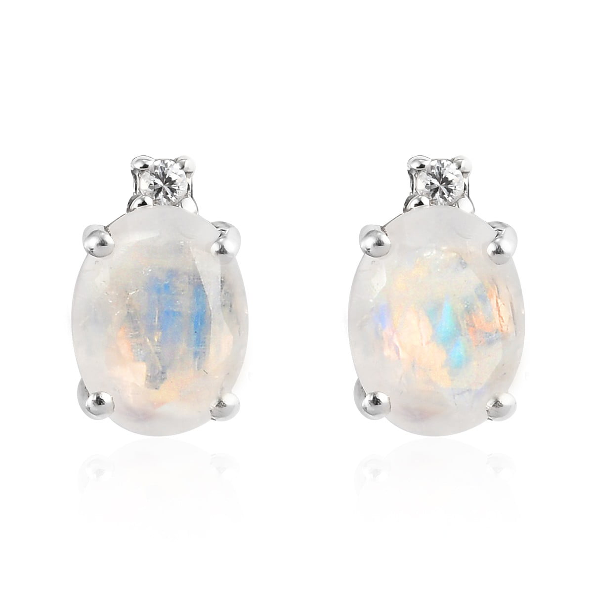 Rainbow Moonstone Gold plated 925 Sterling Silver Drop Earrings for Women Gift Jewelry