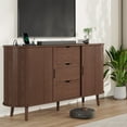 thumbnail image 5 of 59" Fluted TV stand for Living Room with Tambour Sliding Doors, Mid Century Modern Buffet Sideboard Storage Cabinet with Drawers and Shelves, Tall Storage Cabinet for Dining Room, Hallway, Walnut, 5 of 8