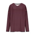 thumbnail image 6 of Enjoytime Women Blouses Striped V-Neck Long Sleeve Plus Size Shirts Fall Winter Fashion Womens Business Casual Tops Wine XXXL, 6 of 6