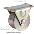 thumbnail image 2 of Steel Sliding Gate Roller Wheels - 2 Inch V-Shaped Track Rail with Bracket, 2 Pcs, 2 of 5