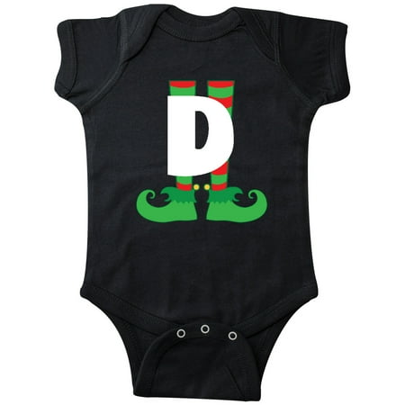 

Inktastic Christmas Elf Feet Letter D Monogram Gift Baby Boy or Baby Girl Bodysuit