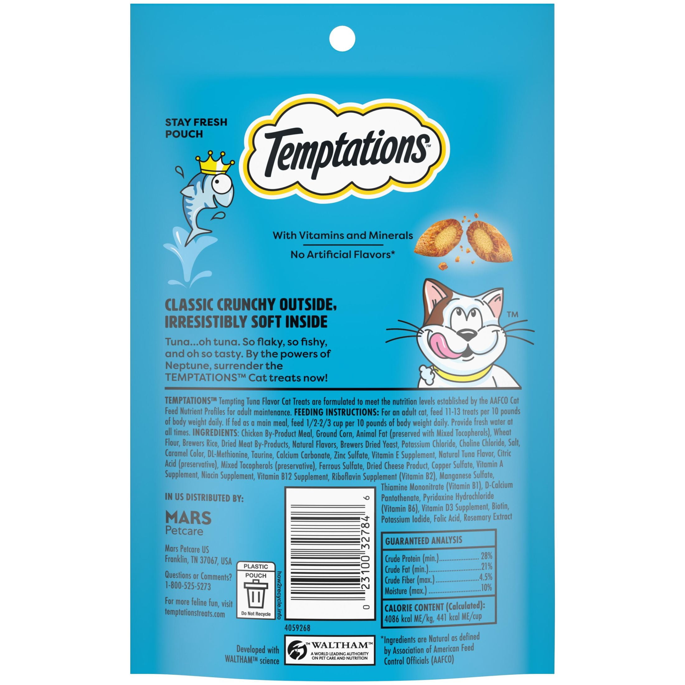 (12 pack) Temptations Classic Tempting Tuna Flavor Crunchy & Soft Cat Treats, 3 oz Pouch