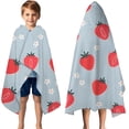 thumbnail image 3 of Strawberry Plants Fruit Flower Hooded Bath Towel，50"x30" for Ages 3 To 12 Kids, Quick Dry Lightweight Soft Microfiber Hood Beach Towel Cover Up for Kids, 3 of 7