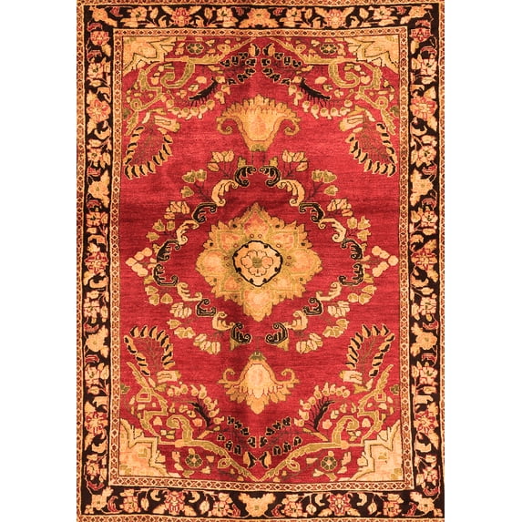 Ahgly Company Indoor Rectangle Persian Orange Traditional Area Rugs, 7' x 10'