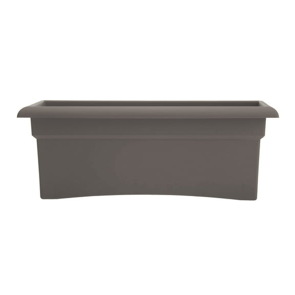 Bloem Veranda 26" Rectangular Plastic Deck Box Planter - UV-Resistant, Indoor/Outdoor, Peppercorn