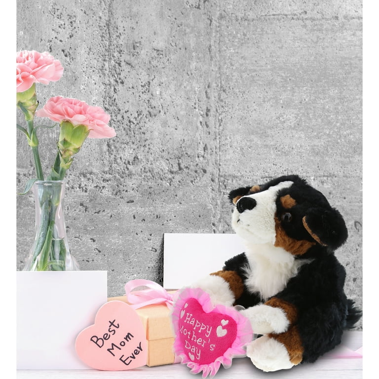 DolliBu Happy Mother s Day Super Soft Bernese Dog Plush Figure Cute Stuffed Animal with Pink Heart Message for Best Mommy Grandma Wife Daughter