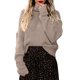 thumbnail image 1 of Gibobby Suéter de cuello alto mujer, Suéter de Manga Larga con Cuello Alto y Tachuelas Suéter para Mujer, casual, ropa cálida de moda(Caqui,CH), 1 of 5