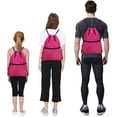 thumbnail image 3 of Drawstring Bag Women Men Sports Bag Waterproof Drawstring Backpack Sports Gym Bag Large Water-Resistant Sackpack Outside Zipper Pocket - Pink, 3 of 7