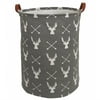 Jumbo Collapsible Canvas Laundry Hamper, Round, Gray Deer