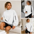 thumbnail image 4 of GZWYHT Mockneck Sweatshirt Blank Mock Neck Sweatshirt Hiking Clothes Womens Sweatshirt Fall Sweatshirts for Women Funnel Neck Sweatshirt Baggy Hoodie Fashion Clothing Fall Clothes White 3XL, 4 of 9