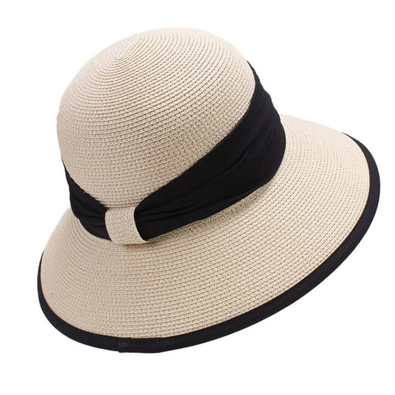 56-60cm hat circumference adjustable straw hat female beach sun hat sunscreen sun hat summer vacation fisherman hatBeige black
