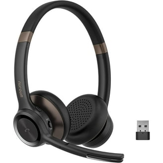 Bluetooth Headset, Wireless Office Headset With Noise Cancelling Microphone, On Ear Headphones For PC Skype Call Center, Charging Base, Mute Button