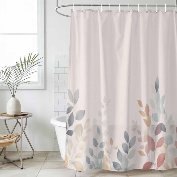 Spring Floral Waterproof Fabric Shower Curtain,Colorful Watercolor Botanical Waterproof Fabric Shower Curtain for Bathroom Curtains Bathtubs Hotel Shower Curtains with 12 Hooks Standard 72x72